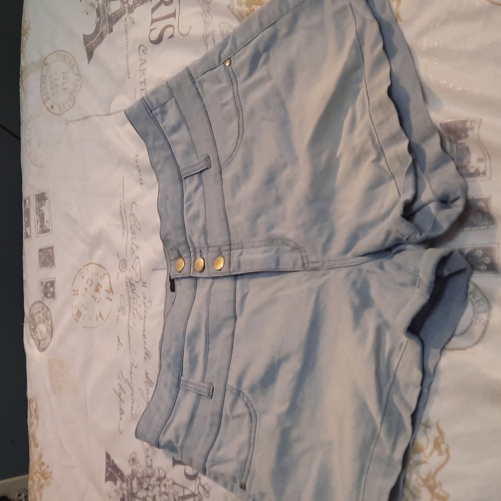 Blue high waisted denim shorts